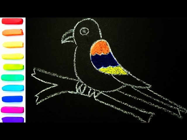 Parrot drawing for kids | Easy art tutorial | Drawing, painting and colouring for kids and toddlers