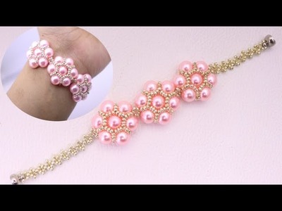 Pink Bliss-How To Make Bracelet.Pearl Jewelry Making.Beading Tutorials.Easy And Quick Craft