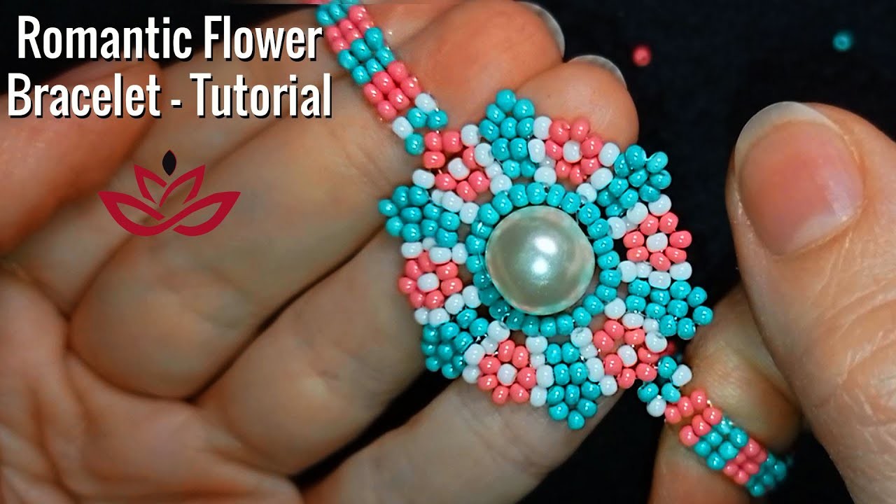 Romantic Flower Beaded Bracelet - Tutorial || DIY