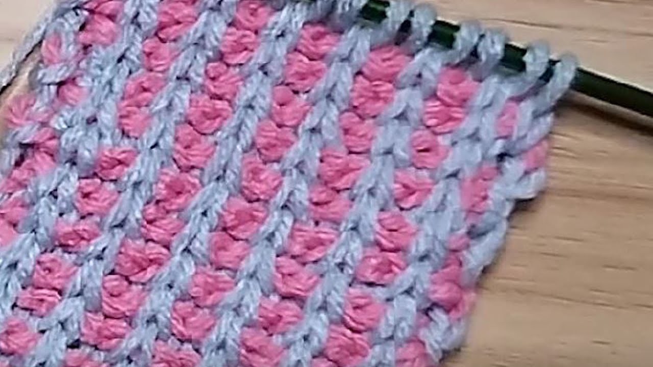 Two Colors Tunisian Crochet Rib Stitch Tutorial