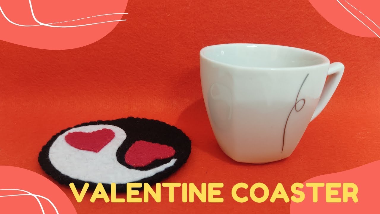 Valentine felt ying yang coaster - easy Tutorial of Diy felt crafts