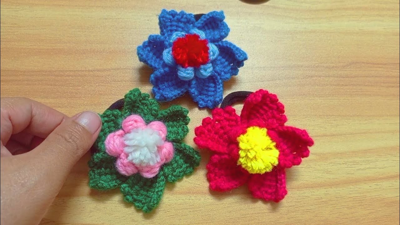 Very Easy Crochet. How To Make A Beautiful Flowers Hair Ties.