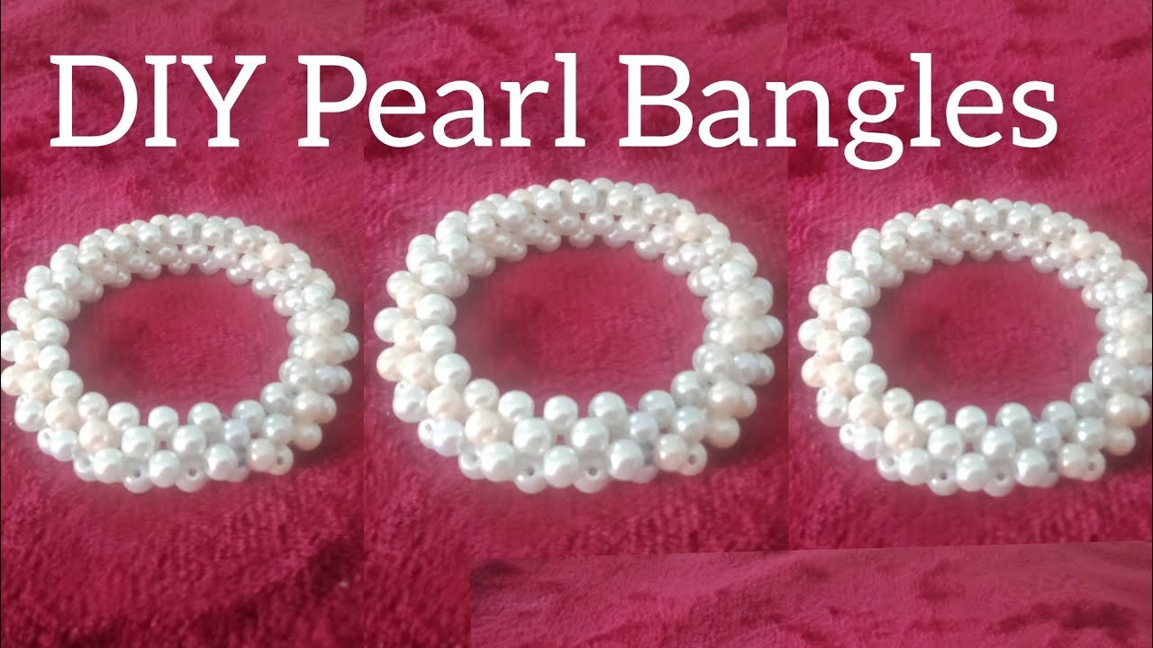White pearl bangle. Diy bangles making tutorial.