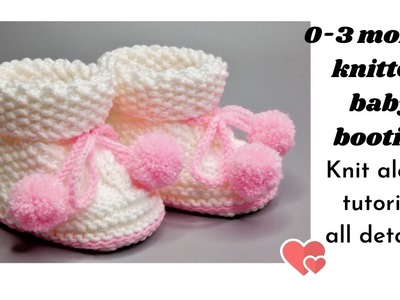 Baby booties knitting.baby shoes, cute knitting design 0-3months Baby booties detailed tutorial