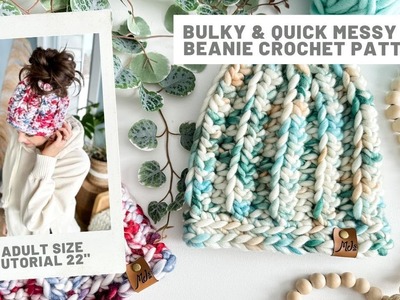 Bulky & Quick Messy Bun Beanie Crochet Pattern