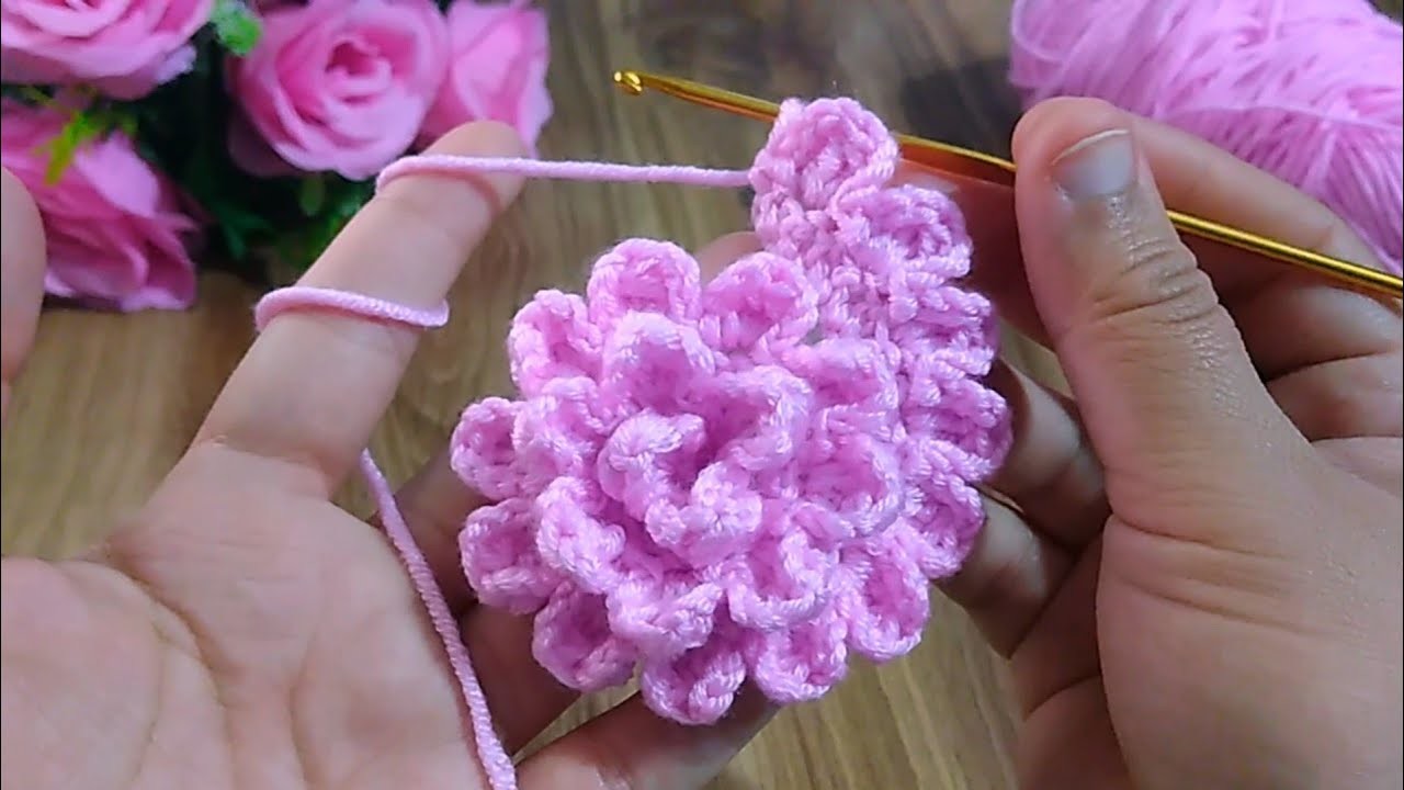 Crochet beautiful flower easy knitting for beginners #crochet #knitting
