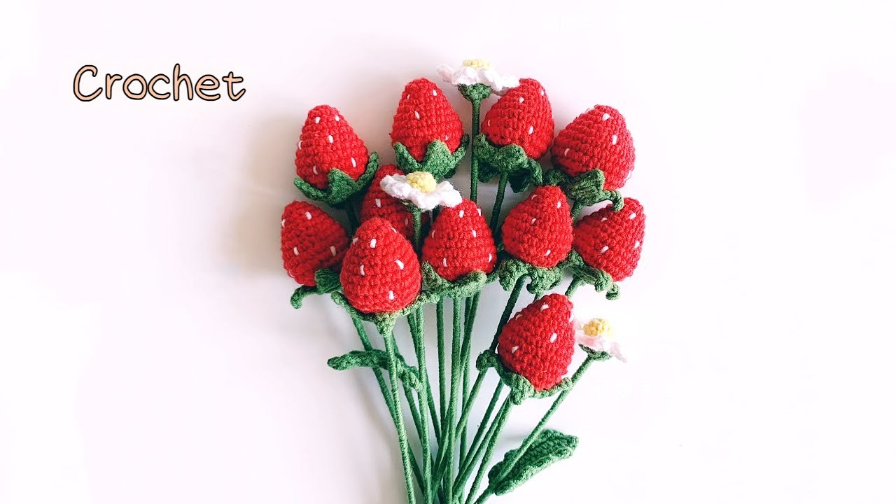 Crochet strawberry bouquet gift