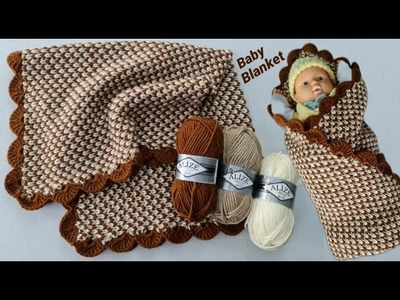 Easy Explained Pattern BABY BLANKET, Newborn Baby Gift - Bebek Battaniyesi #babyblankets #knitting