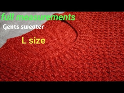 Full measurements of L size Gents sweater #createwithkrishna #knitting #youtube