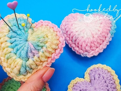 How to Crochet a Cute Padded Heart ❤ NO SEWING REQUIRED!
