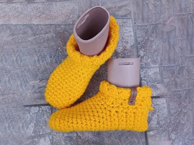 How to crochet , homemade slippers for adults