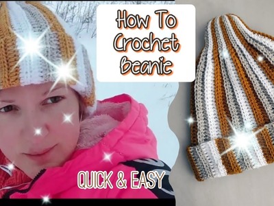 HOW TO CROCHET Striped Pointed Hat Adult Size. Easy Pattern. Crochet ribbed hat