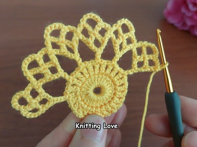How to make crochet???? very easy crochet flower motif Knitting pattern Çok Kolay Tığ işi örgü Model