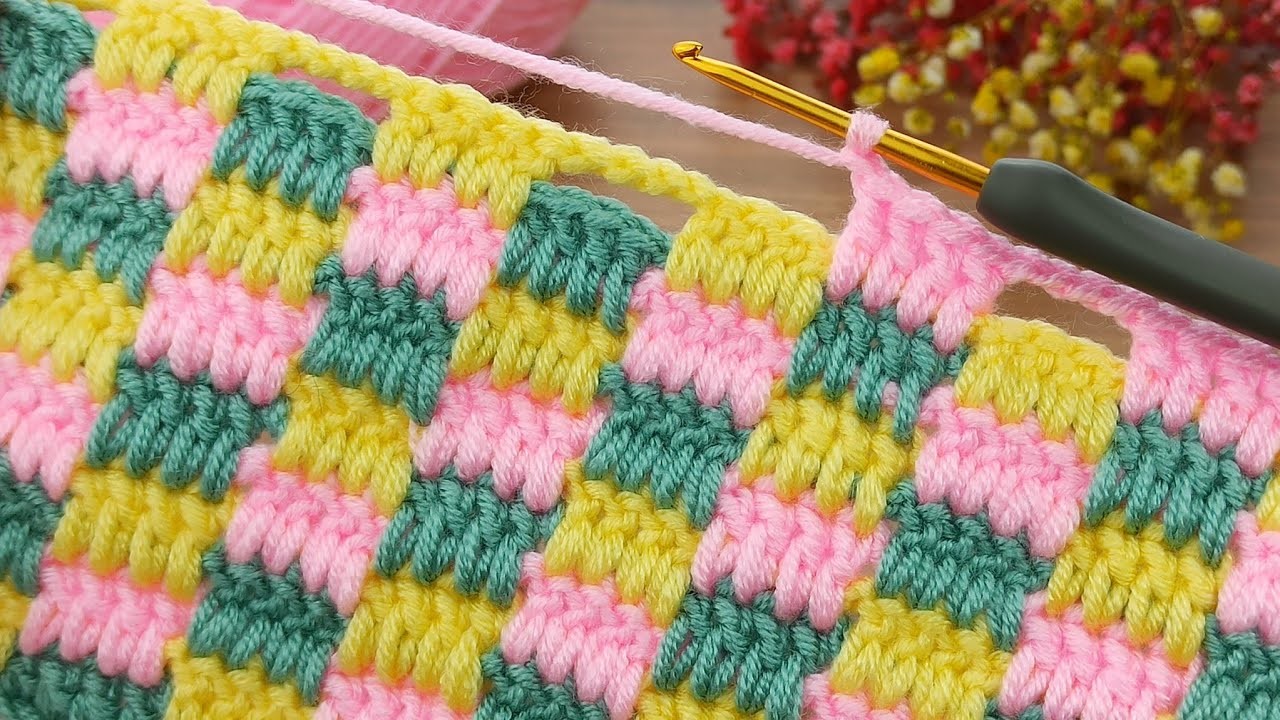 Perfect???????? very easy colorful crochet baby blanket model explanation #crochet #knitting
