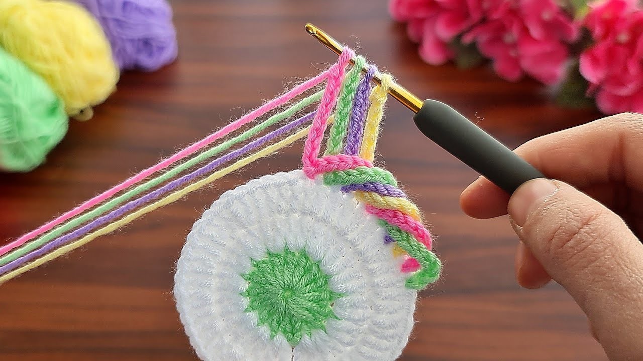 Super easy, very useful crochet beautiful motif crochet coaster. supla bardak altlığı yapımı.????