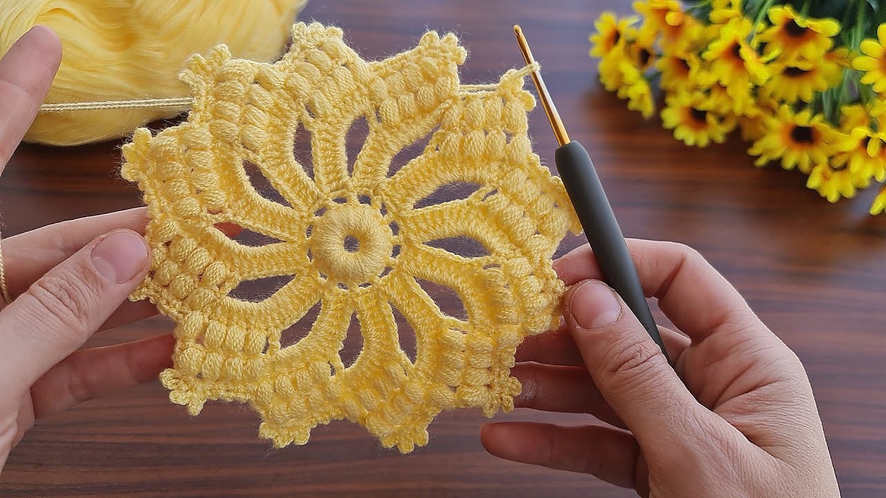 Super easy, very useful crochet beautiful motif crochet coaster ✔ supla bardak altlığı yapımı.????????????