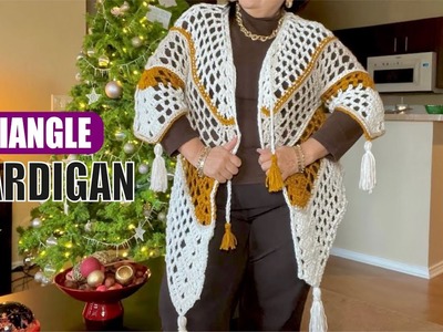 Triangle Cardigan. How to crochet  - EASY AND FAST - BY LAURA CEPEDA