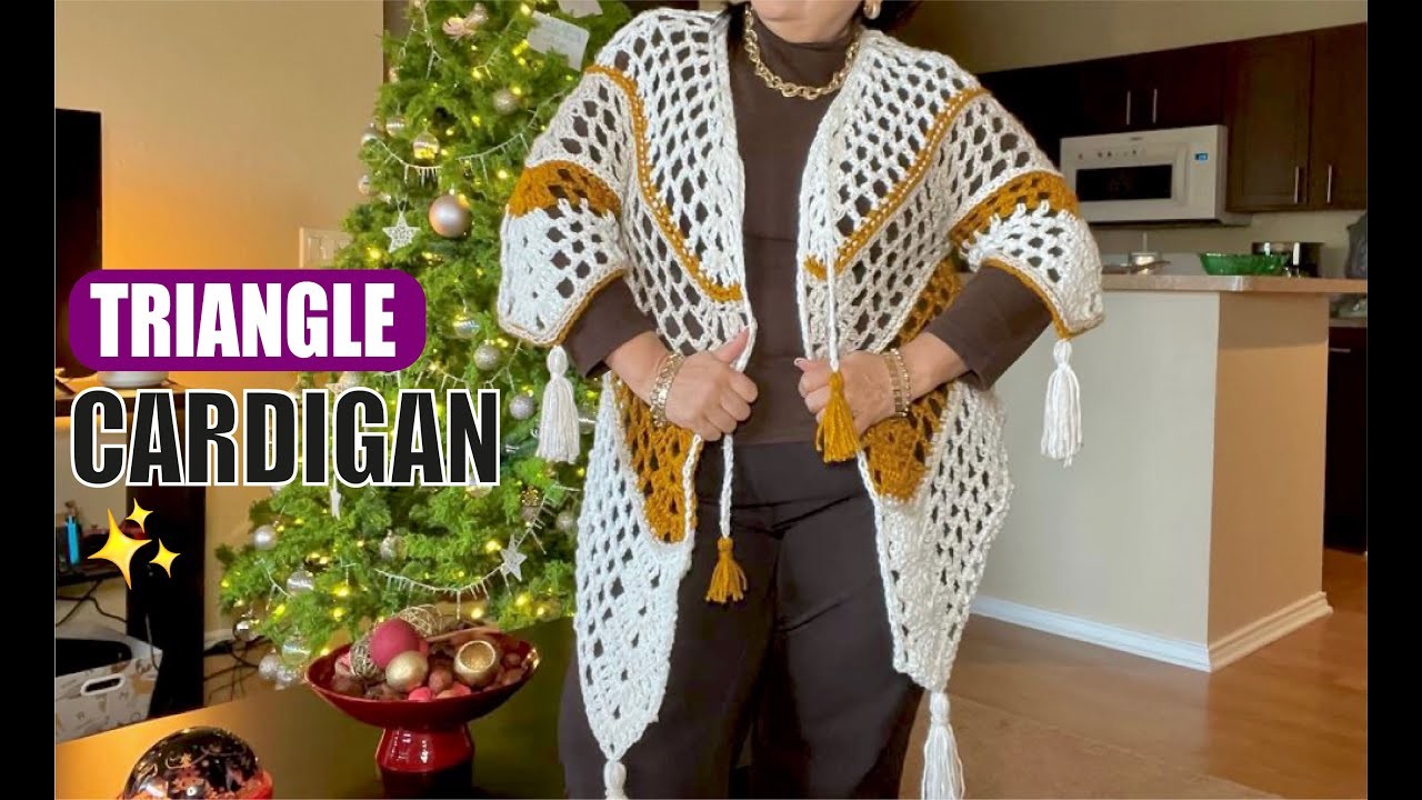 Triangle Cardigan. How to crochet  - EASY AND FAST - BY LAURA CEPEDA