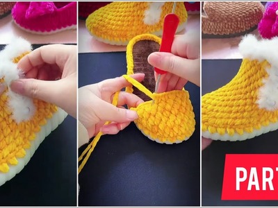 Wonderful ???? Knitting winter shoes with skillful ???? you will love it! part 1