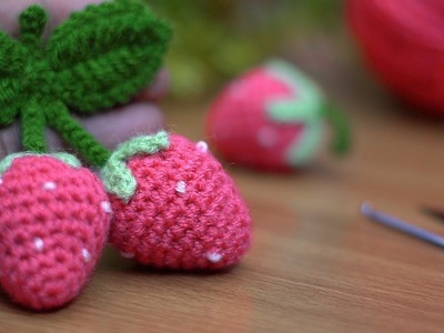 Wow!????crochet strawberry key chain #Knitting amigurumi strawberry keychain #crochet for beginners