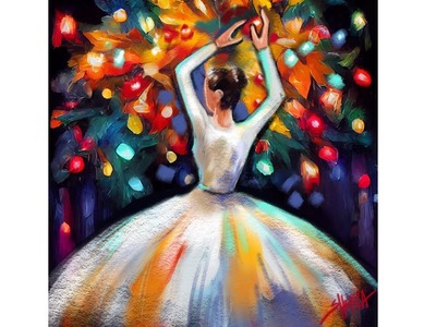 Abstract Ballerina Dancer Christmas ☃️ How to paint acrylics for beginners: A step-by-step tutorial