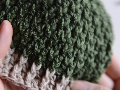 Alpine Stitch crochet textured newborn boy hat