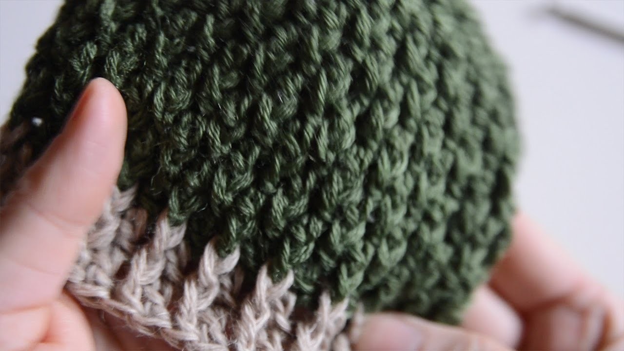 Alpine Stitch crochet textured newborn boy hat