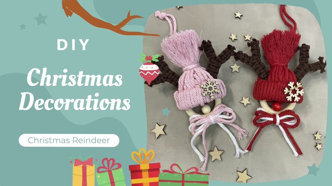 Christmas Ornaments - Macrame Reindeer
