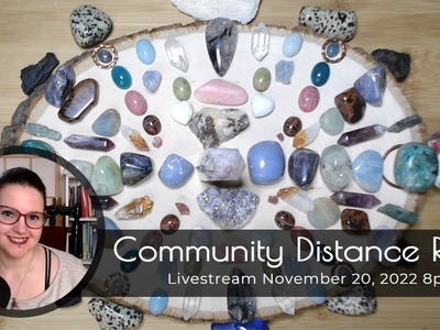 Community Distance Reiki & Crystals: Septarian, Lepidolite, Angelite, Celestite, Moss Agate. 