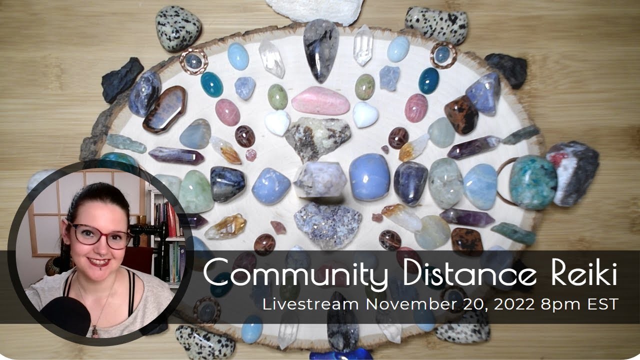 Community Distance Reiki & Crystals: Septarian, Lepidolite, Angelite, Celestite, Moss Agate. 