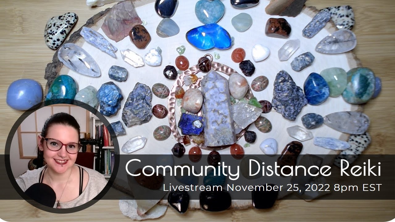 Community Distance Reiki & Crystals: Blue Apatite, Hematite, Dalmatian Jasper, Red Tiger Eye. 