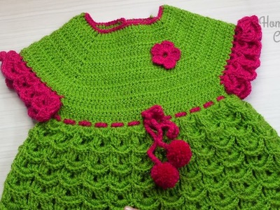 Crochet 1-2 years old Baby Woolen Frock | Crochet frocks for girls