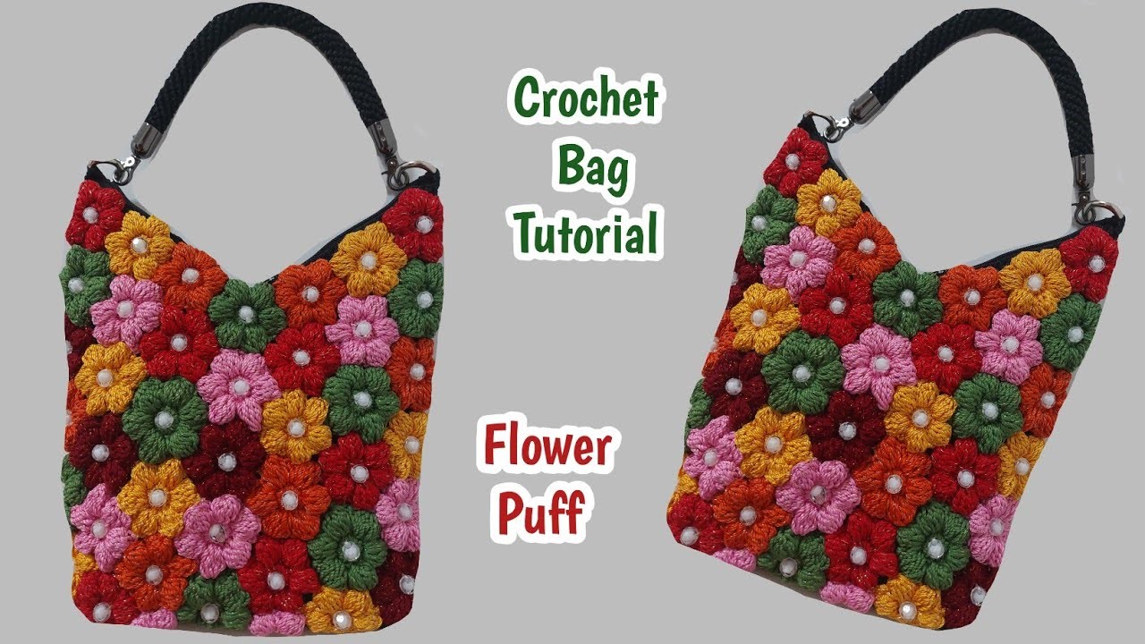 Crochet bag Tutorial || Tas rajut  Bunga Puff