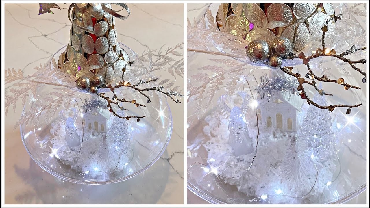 DIY DOLLAR TREE GIANT CLEAR LIGHTED CHRISTMAS ORNAMENT DECOR