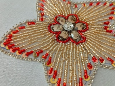 Hand  embroidery.easy flowhr with pearls beads.beads work for dress