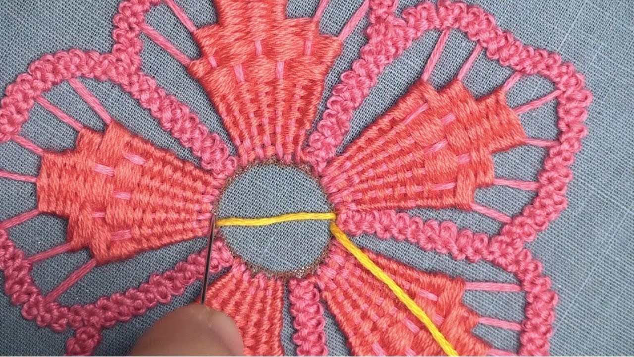 Hand Embroidery New Creative Fancy Flower Design Needle Work Idea With Easy Flower Stitch