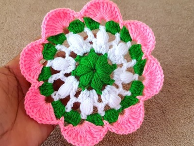 How to make crochet a Coster design, very easy flower tea Coster, woolen cup Coster, Crosia Design