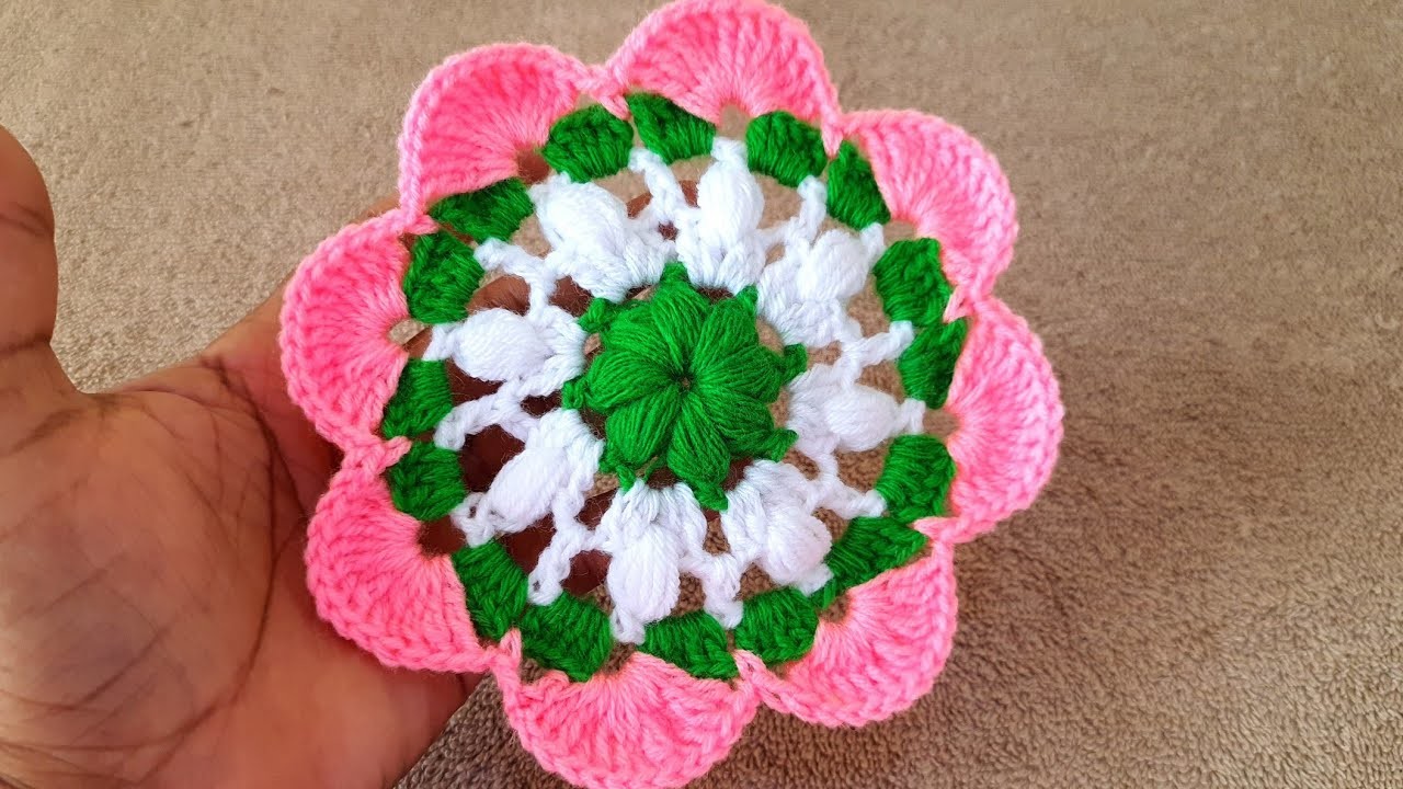 How to make crochet a Coster design, very easy flower tea Coster, woolen cup Coster, Crosia Design