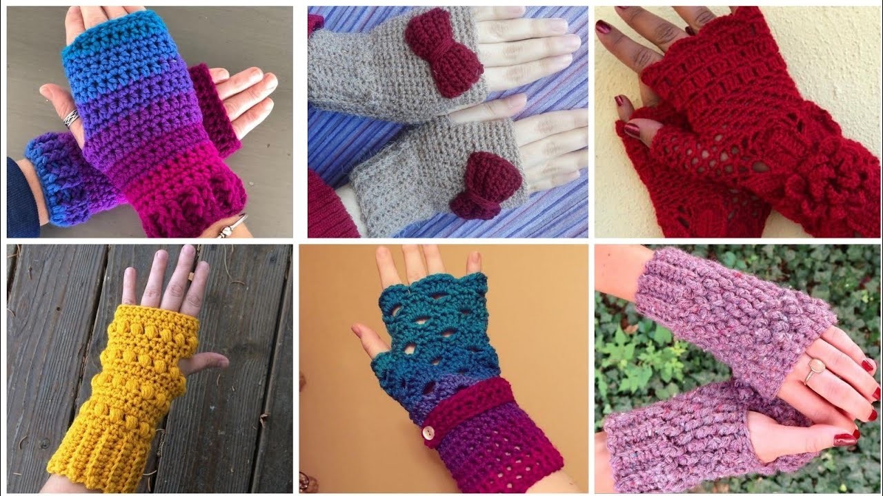 Top 40 most wearing and demanding crochet finger less gloves designs