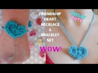 1 ROW SUPER EASY CROCHET HEART NECKLACE AND BRACELET FOR KIDS