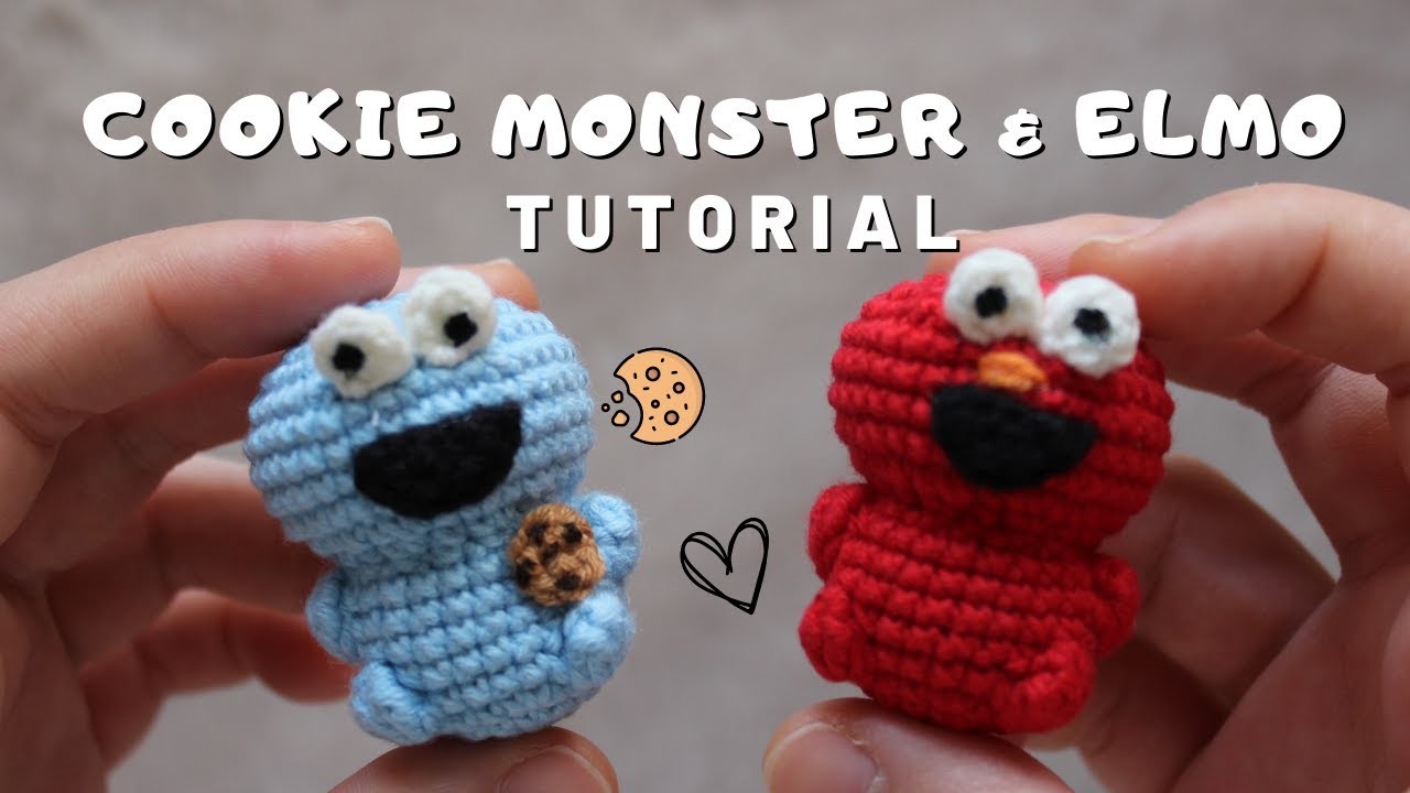 Amigurumi Cookie Monster and Elmo Crochet  - Keychain