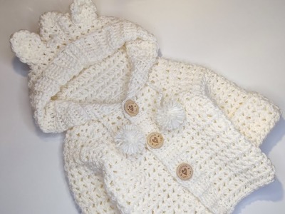 Crochet #72 How to crochet " Cuddle bear" baby hoodie. Part 1