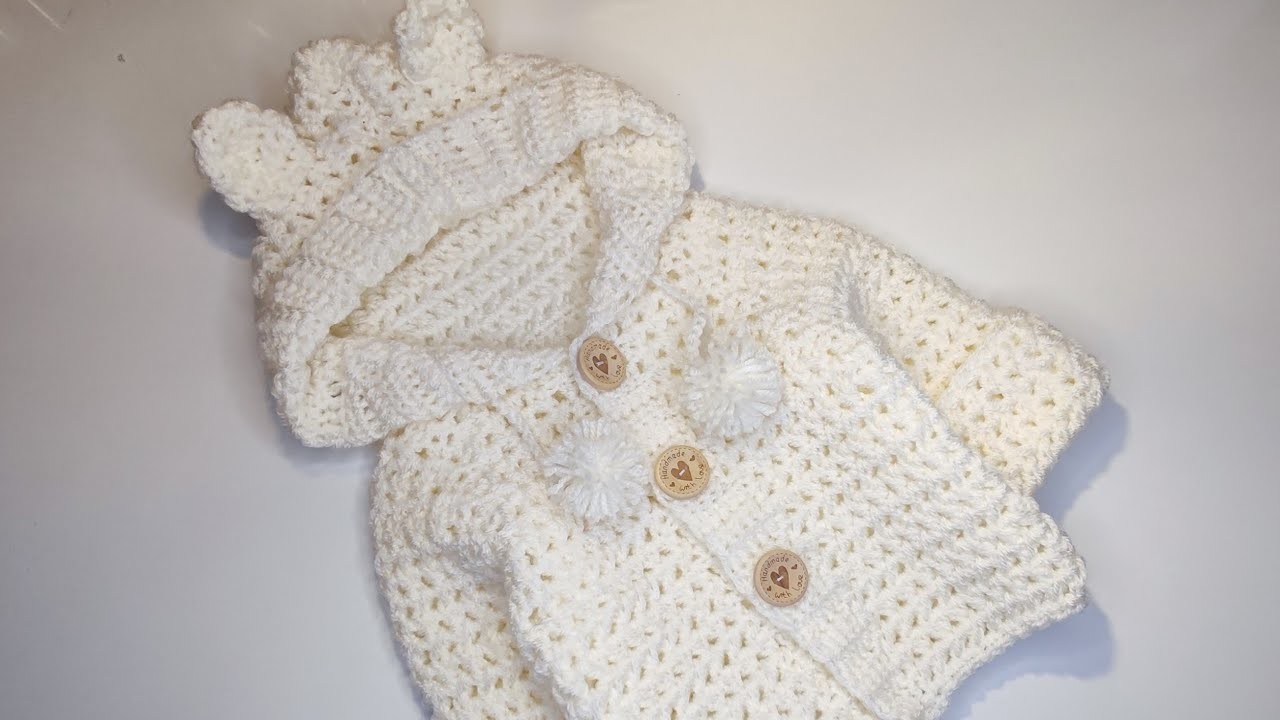 Crochet #72 How to crochet " Cuddle bear" baby hoodie. Part 1