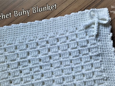 Crochet Baby Blanket with an Easy Block Stitches Pattern - Heklano ćebe za bebe