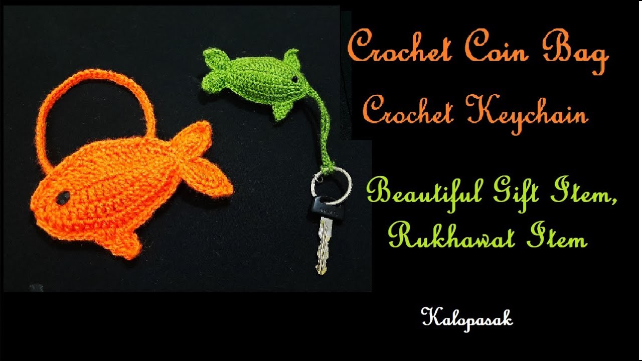 Crochet  Fish Shaped Coin Bag, Keychain 21 (Eng sub) | Amigurumi Fish | Gift Item |Bag Type 39