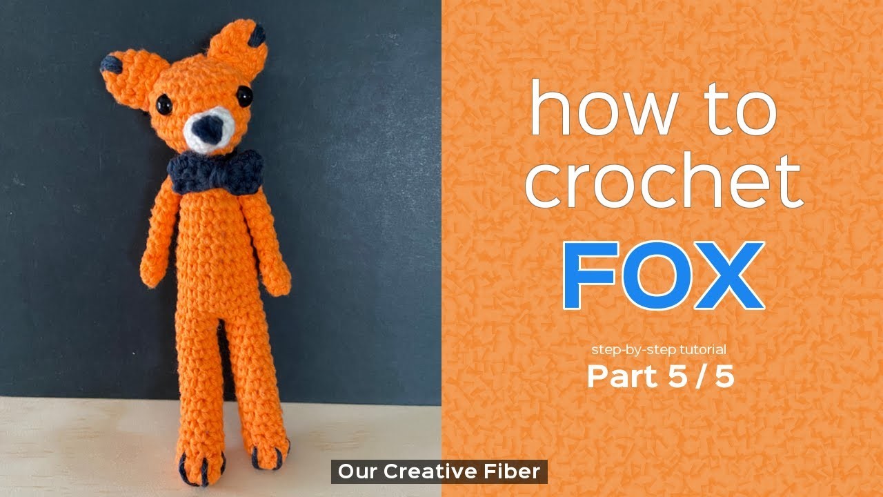 Crochet Fox Doll Tutorial (Part 5 of 5) - Embroider Nails and Crochet the Bow Tie