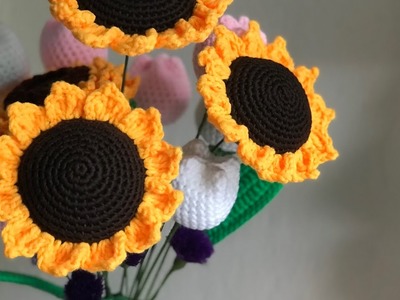 Crochet Sunflower easy pattern tutorial