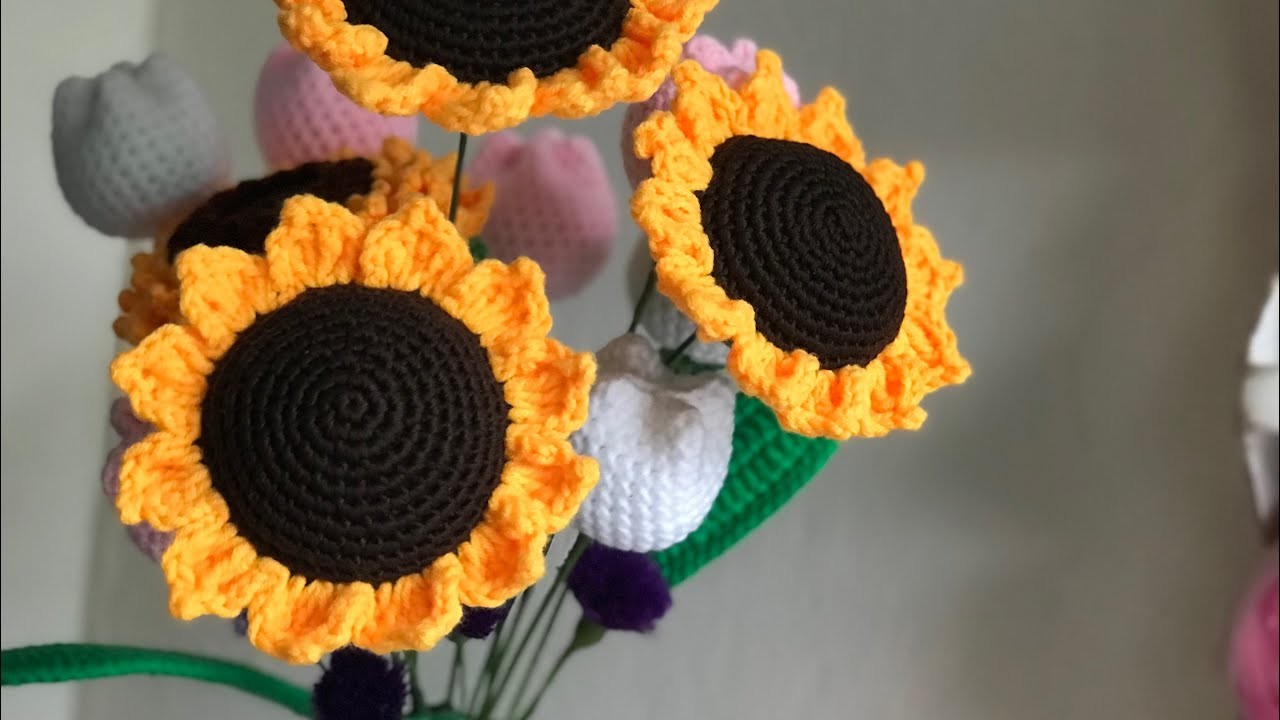 Crochet Sunflower easy pattern tutorial