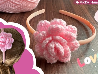 Easiest ‼️Crochet Rose. Only 2 Rows. Crochet Headband. Crochet Flower for Beginners