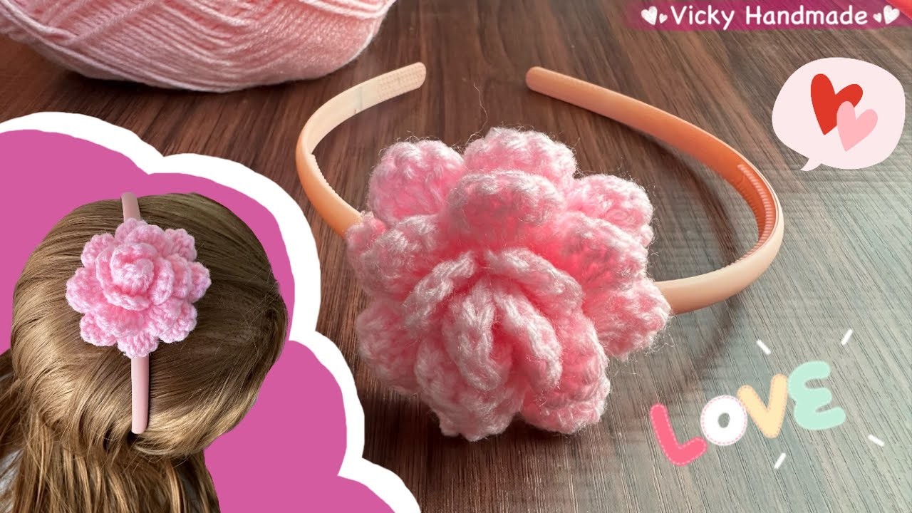 Easiest ‼️Crochet Rose. Only 2 Rows. Crochet Headband. Crochet Flower for Beginners